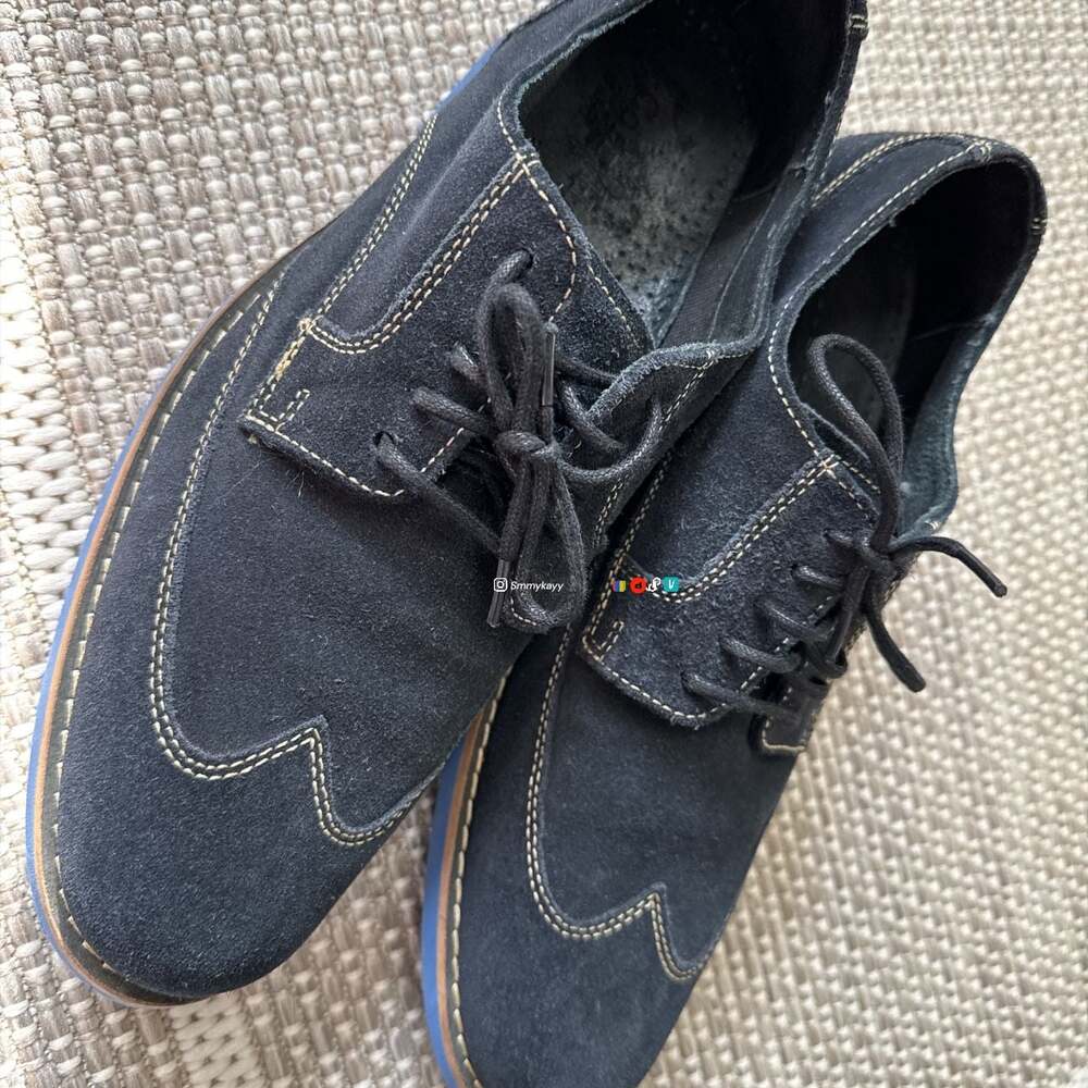 Cole Haan Drake Oxford Wingtip Shoes Mens Size 9.5 M Blue Suede
